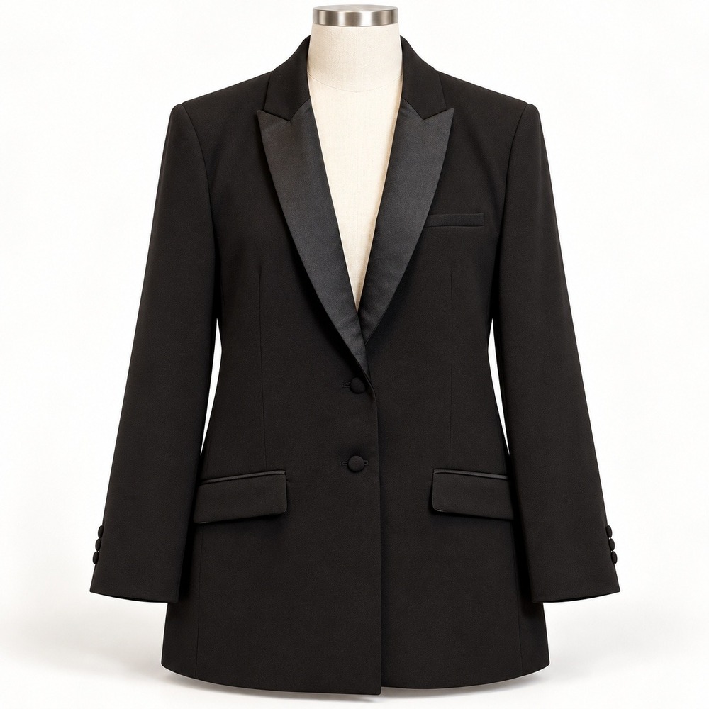 Little Black Tux x David Tutera Womens XL Black Satin Peak Lapel Blazer